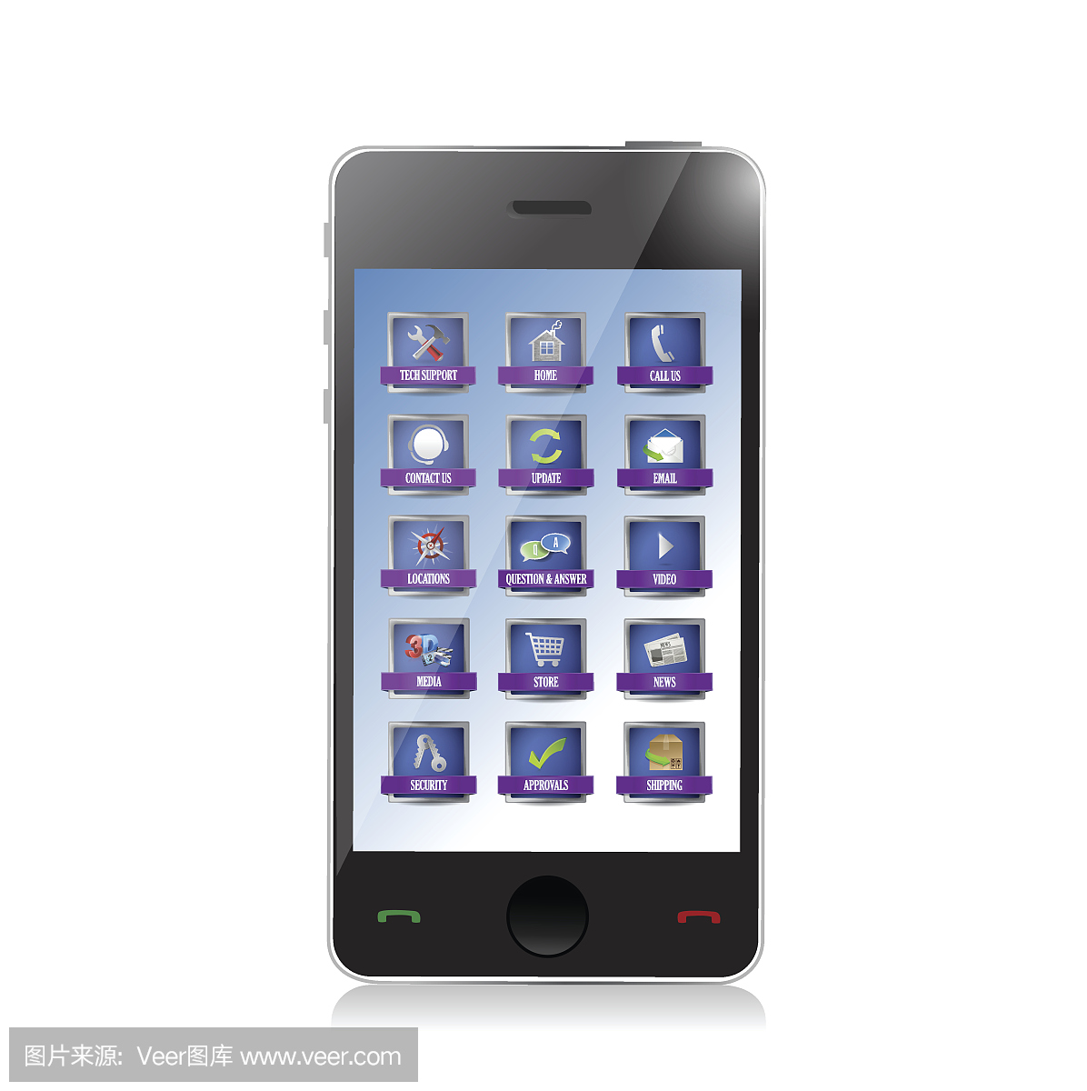 手機(jī)與應(yīng)用程序或按鈕插圖設(shè)計的白色